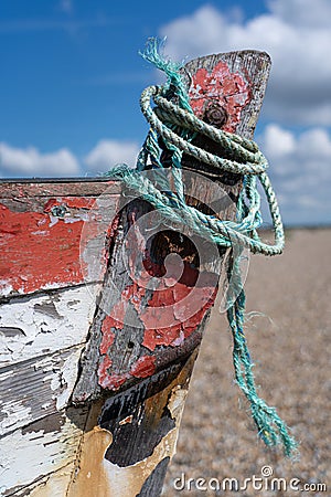 Abandoned old fishing boat on Aldeburgh Beach, Aldeburgh, Suffolk. UK Stock Photo