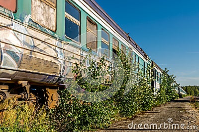 An abandoned old soviet built train. Stock Photo