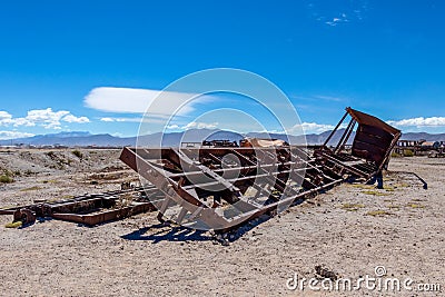 Great Train Graveyard or steam locomotives cemetery at Uyuni, Bolivia Stock Photo