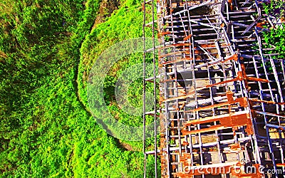 Abandoned Old Structure And Greener On The Other Side Stock Photo