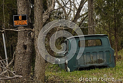 Abandoned Old Truck In the Woods Stock Photo