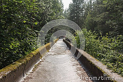 Abandoned Olympic Bobsleigh / Bobsled and Luge Track, built for the Sarajevo Olympic Winter Games in 1984. Editorial Stock Photo