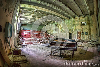 Abandoned Piano, Chernobyl Stock Photo