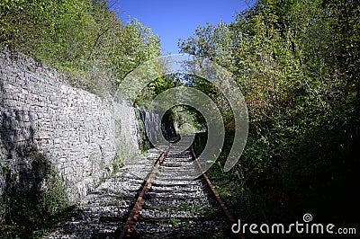 Abandoned Railway Bridge in the nature Stock Photo