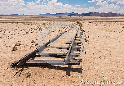 Abandoned railway tracks in the desert, Namibia Stock Photo