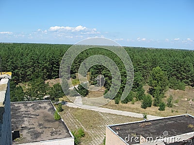 Abandoned residential buildings in village of Orbita near the Ch Stock Photo