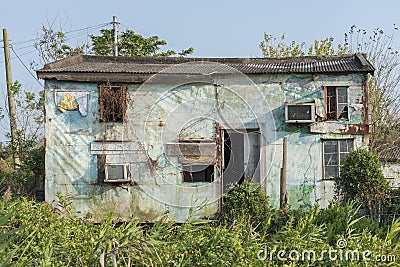 Abandoned residential house in Hong Kong city Stock Photo
