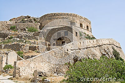 Abandoned ruin leper fortress Spinalonga Kalydon Stock Photo