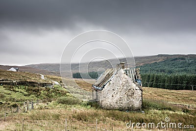 Abandoned ruined old Scottish cottage in Highlands Scotland Stock Photo