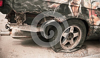 Abandoned rusty broken car Editorial Stock Photo