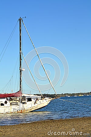 Abandoned Sailing Yacht Tin Can Bay Queensland Australia Stock Photo
