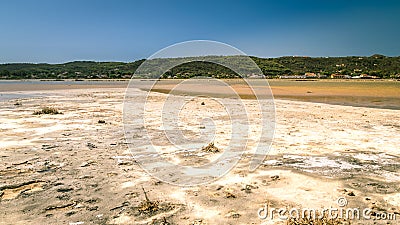 Abandoned salt pans in Carloforte, San Pietro Island, Sardinia. Stock Photo