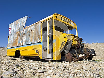 Abandoned School Bus Stock Photo