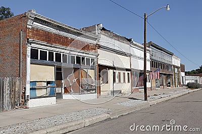 Abandoned Small Town Main Street Stock Photo