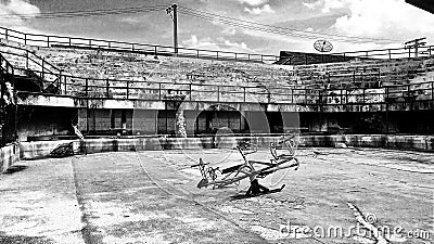 Abandoned Stadium BW2 Stock Photo