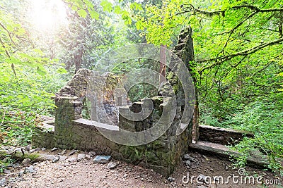 Abandoned Stone House at Wildwood Trail Morning Light Stock Photo