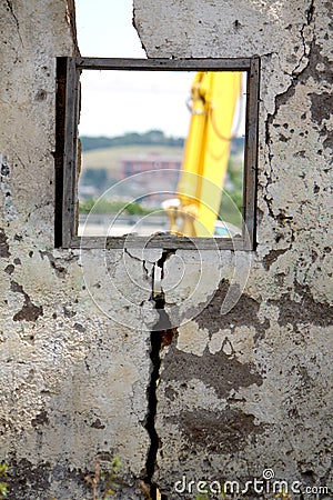 Abandoned structure window Stock Photo