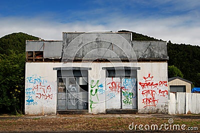 Abandoned tagged building Stock Photo