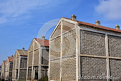 Abandoned tobacco dryers Stock Photo