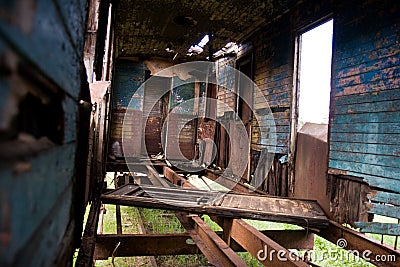 Abandoned train cars Stock Photo