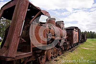 Abandoned train cars Stock Photo