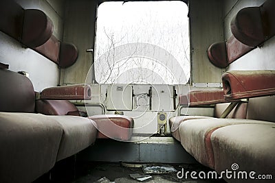 Abandoned train interior Stock Photo