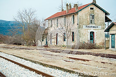 Abandoned train station Stock Photo