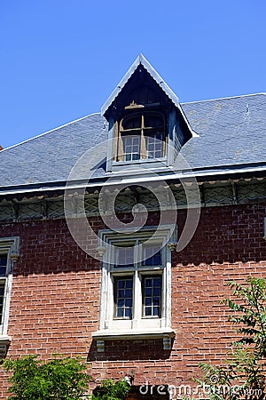 Abandoned train station with old red brick Stock Photo