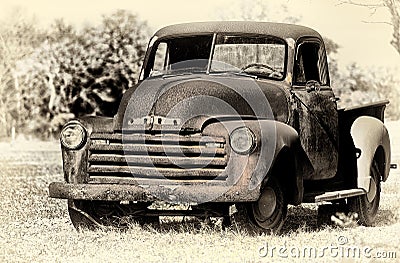 Abandoned Vintage Rusted Chevrolet Pickup Truck Stock Photo