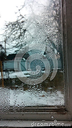 Abandoned window in oldfashion mansion. Stock Photo