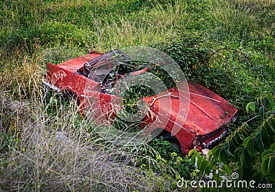 Abandoned wrecked car Stock Photo