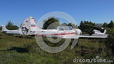 Abandoned Yak-52.Training for flight cadets. Stock Photo