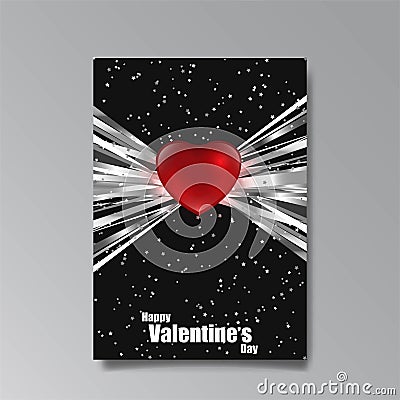 Abastract Valentine's Day page desing for web and print with heart and stars Vector Illustration
