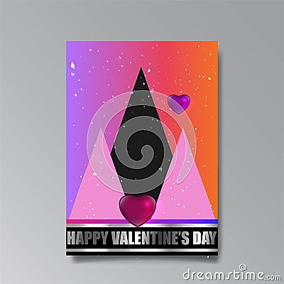 Abastract Valentine's Day page desing for web and print with heart and stars Vector Illustration