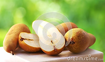 Abate Fetel pears on table Stock Photo