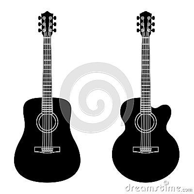 Acoustic guitar. Flat icons. Silhouette vector Vector Illustration