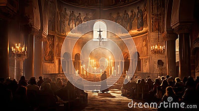 abbey ancient church building Cartoon Illustration