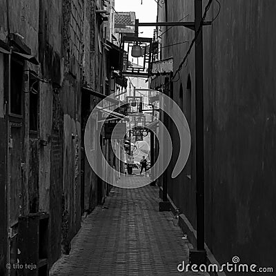 Abbey black and white in China town Surya kencana Bogor indonesia Editorial Stock Photo