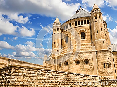 Abbey of Dormition Church of the Cenacle on mount Zion, Israel. Stock Photo