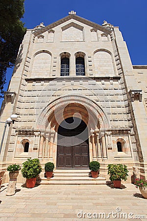 Abbey of Dormition Facade, Mount Zion Stock Photo