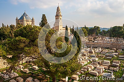 Church of Dormition on Mount Zion, Jerusalem, Israel Stock Photo