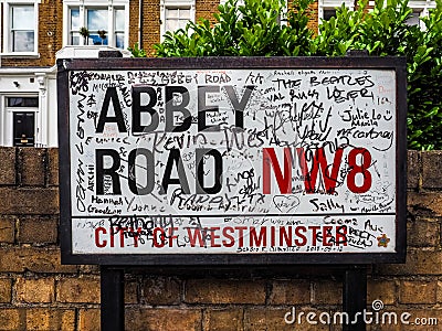 Abbey Road sign in London (hdr) Editorial Stock Photo