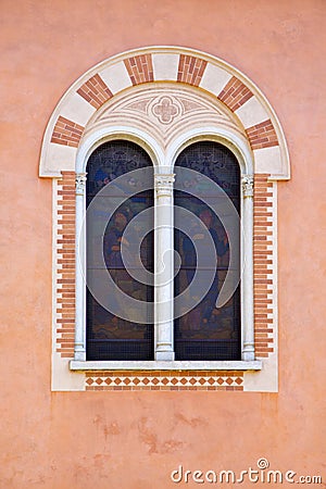 Abbiate varese italy abstract window in the church wall Stock Photo