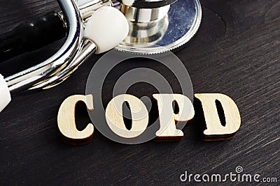 Abbreviation COPD Chronic obstructive pulmonary disease from letters Stock Photo