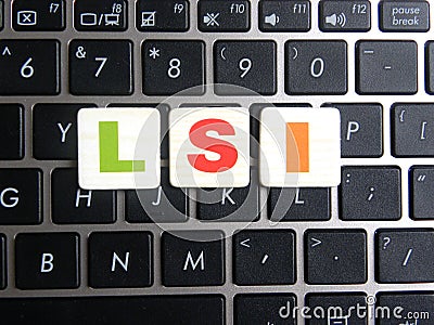 Abbreviation LSI on keyboard background Stock Photo