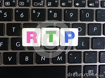 Abbreviation RTP on keyboard background Stock Photo