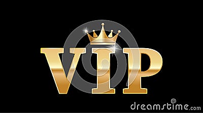 Abbreviation is very important person. Golden crown template for cards, invitations, clubs and creative design Vector Illustration