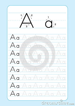 ABC Alphabet letters tracing worksheet with alphabet letters. Basic writing practice for kindergarten kids A4 paper ready to print Vector Illustration