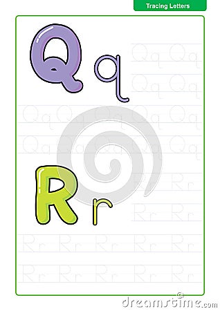 ABC Alphabet letters tracing worksheet with alphabet letters. Basic writing practice for kindergarten kids A4 paper ready to print Vector Illustration