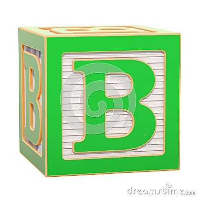 ABC Alphabet Wooden Block with B letter. 3D rendering Stock Photo